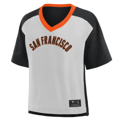 San Francisco Giants Fanatics Oversized Race To Win V-Neck T-Shirt - Black/Graphite - Fanatics Lifestyle