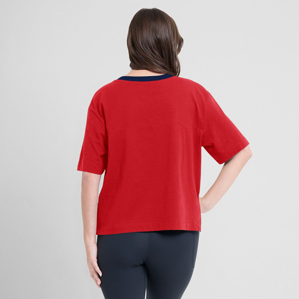 St. Louis Cardinals Fanatics Oversized Race To Win V-Neck T-Shirt - Red/Graphite - Fanatics Online