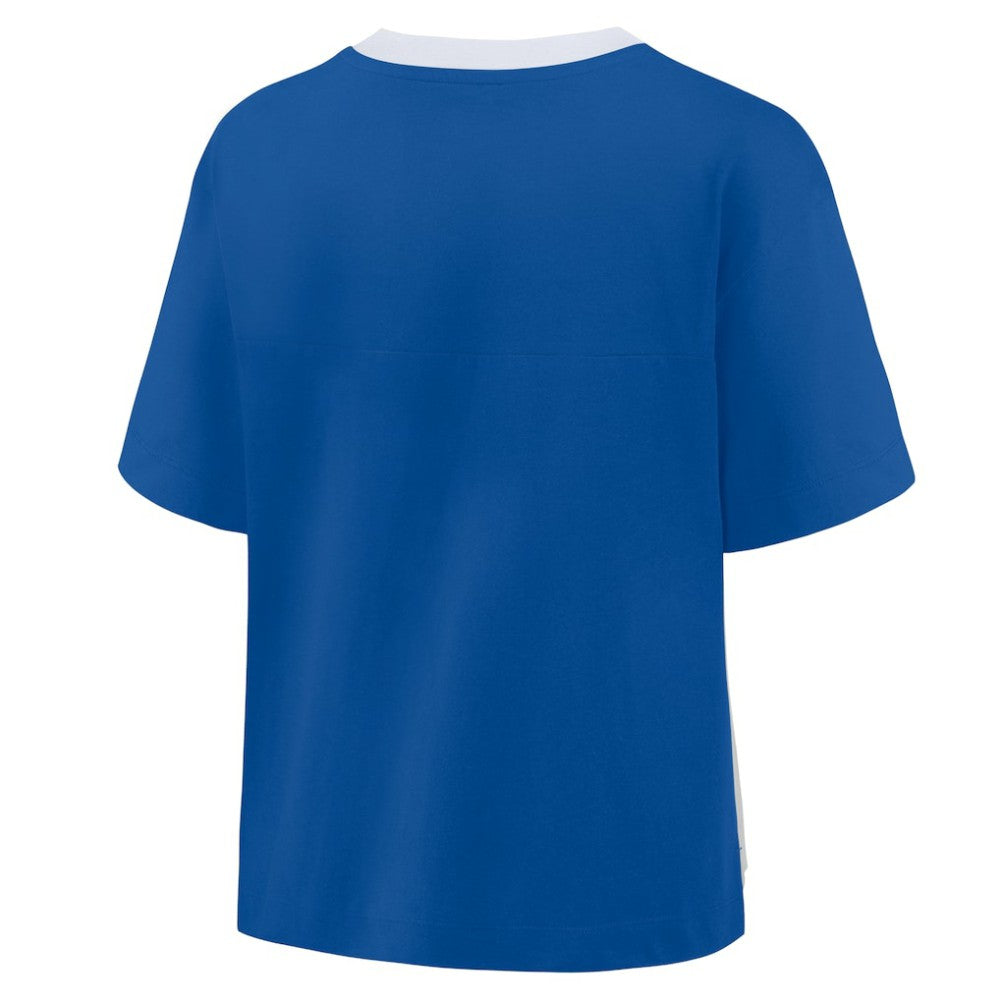 Los Angeles Dodgers Fanatics Oversized Race To Win V-Neck T-Shirt - Royal/Graphite - Fanatics Online