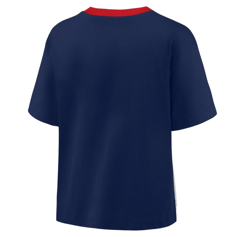 Boston Red Sox Fanatics Oversized Race To Win V-Neck T-Shirt - Navy/Graphite - Fanatics Lifestyle