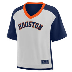 Houston Astros Fanatics Oversized Race To Win V-Neck T-Shirt - Navy/Graphite - Fanatics Lifestyle