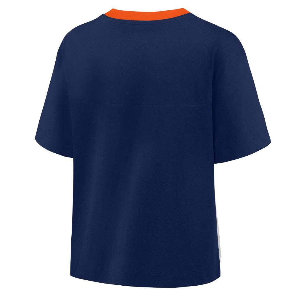 Houston Astros Fanatics Oversized Race To Win V-Neck T-Shirt - Navy/Graphite - Fanatics Lifestyle