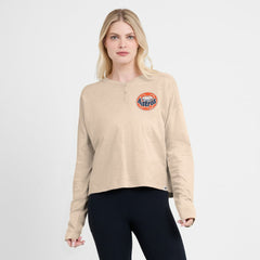 Houston Astros Fanatics Women's Oversized Stadium Slub Long Sleeve Henley T-Shirt - Tan - Fanatics on Sale