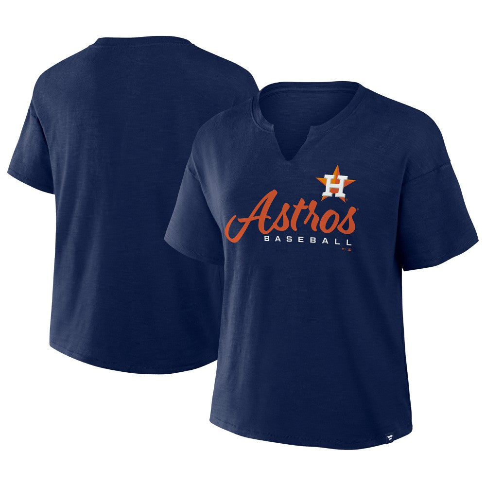 Houston Astros Fanatics Women's Fan Fave Stadium Slub Boxy T-Shirt - Navy - Fanatics Discount
