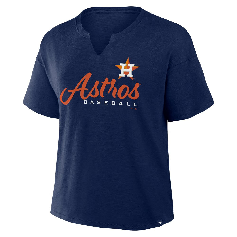 Houston Astros Fanatics Women's Fan Fave Stadium Slub Boxy T-Shirt - Navy - Fanatics Discount