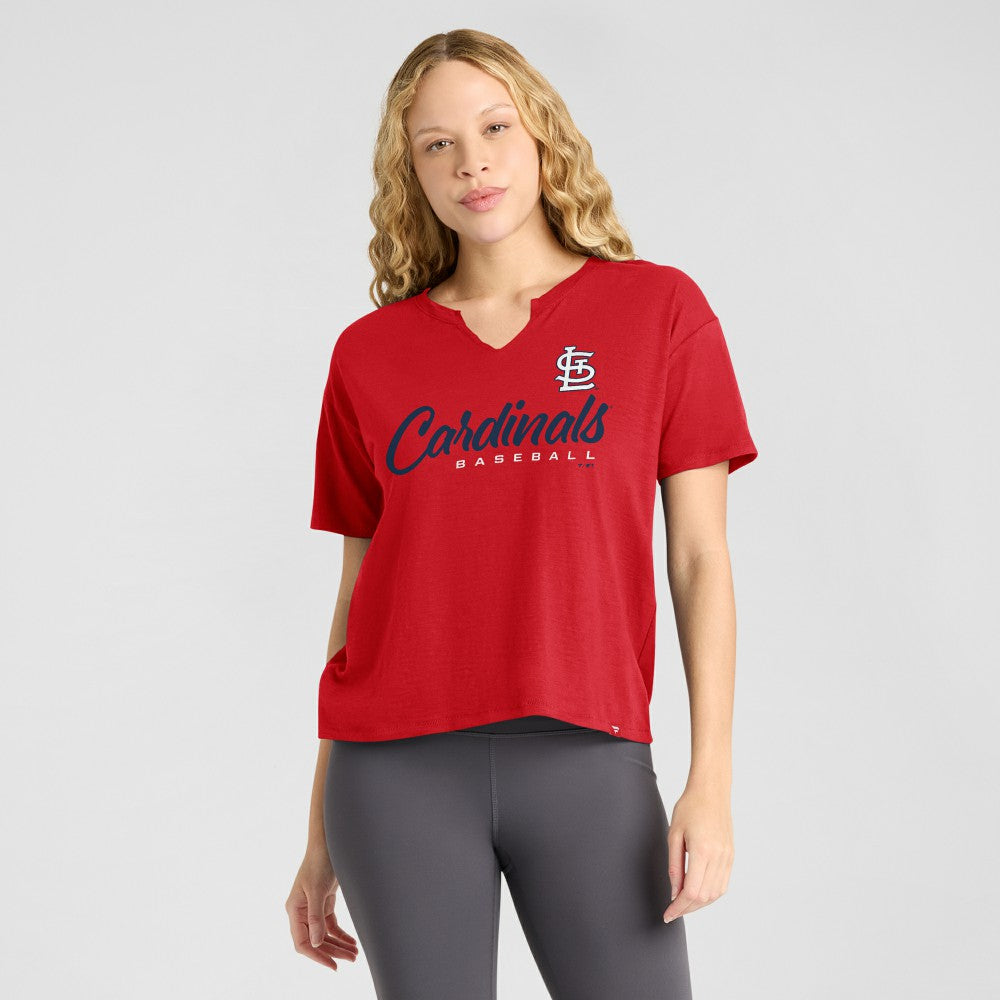St. Louis Cardinals Fanatics Women's Fan Fave Stadium Slub Boxy T-Shirt - Red - Fanatics Sale