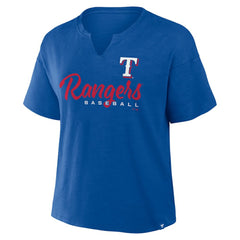 Texas Rangers Fanatics Women's Fan Fave Stadium Slub Boxy T-Shirt - Royal - Fanatics Lifestyle