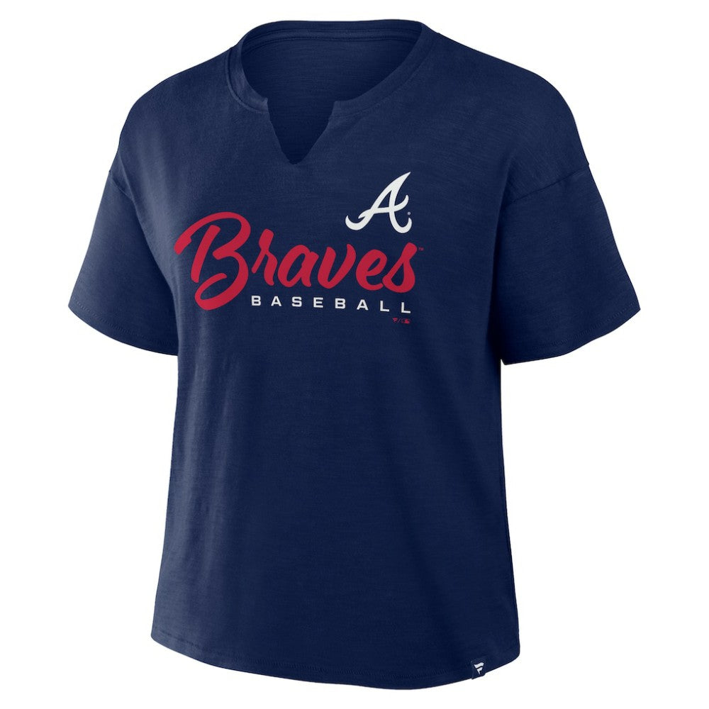 Atlanta Braves Fanatics Women's Fan Fave Stadium Slub Boxy T-Shirt - Navy - Fanatics Online