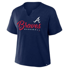 Atlanta Braves Fanatics Women's Fan Fave Stadium Slub Boxy T-Shirt - Navy - Fanatics Online