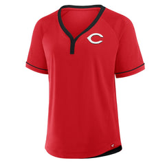 Cincinnati Reds Fanatics Women's League Diva Star Raglan V-Neck T-Shirt - Red - Fanatics Lifestyle