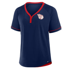 Cleveland Guardians Fanatics Women's League Diva Star Raglan V-Neck T-Shirt - Navy - Fanatics Online
