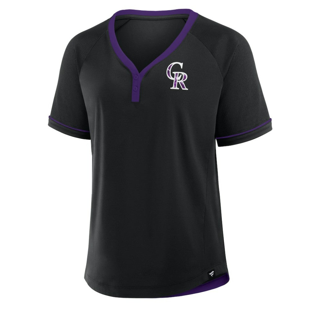 Colorado Rockies Fanatics Women's League Diva Star Raglan V-Neck T-Shirt - Black - Fanatics Lifestyle
