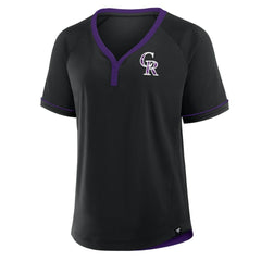 Colorado Rockies Fanatics Women's League Diva Star Raglan V-Neck T-Shirt - Black - Fanatics Lifestyle
