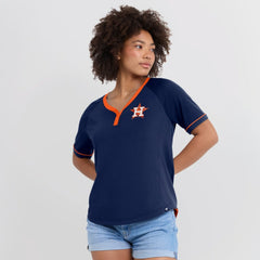 Houston Astros Fanatics Women's League Diva Star Raglan V-Neck T-Shirt - Navy - Fanatics on Sale