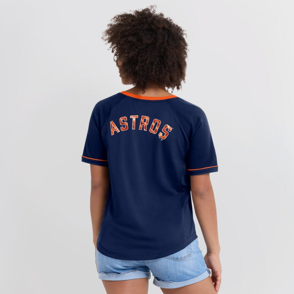 Houston Astros Fanatics Women's League Diva Star Raglan V-Neck T-Shirt - Navy - Fanatics on Sale