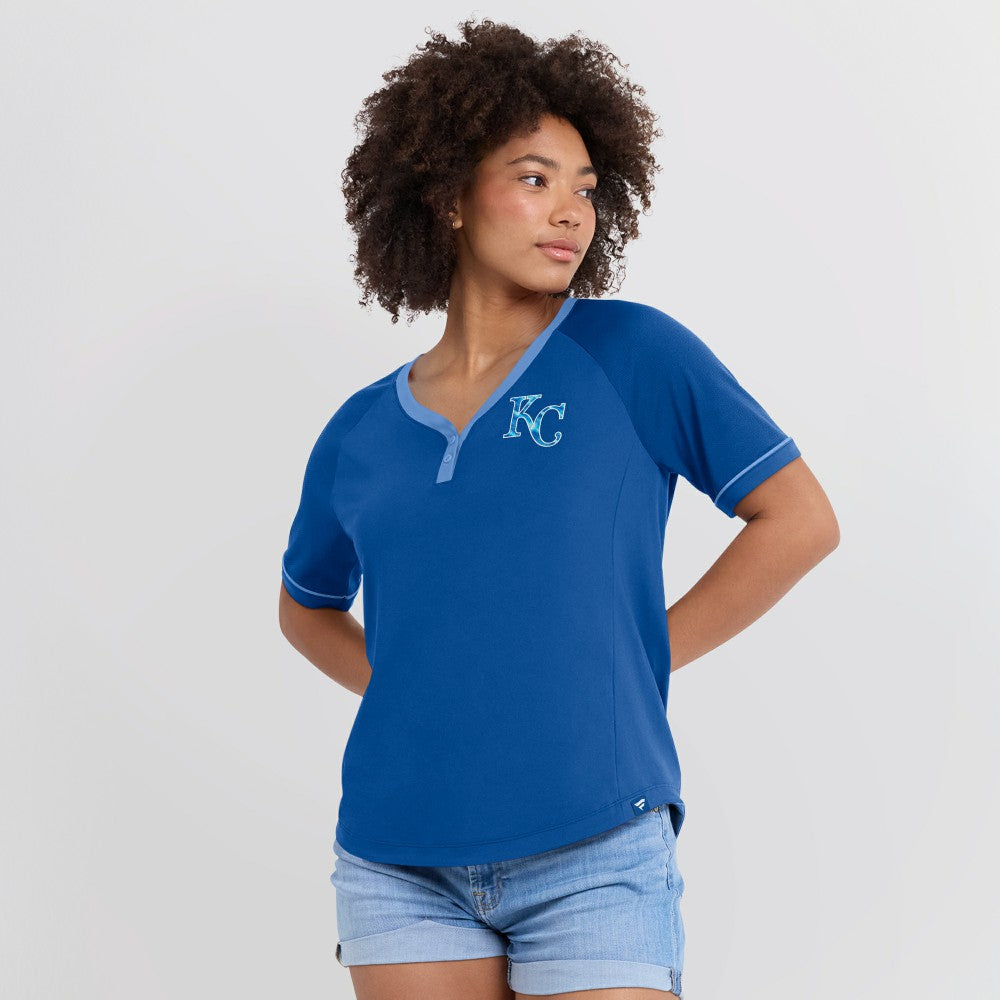 Kansas City Royals Fanatics Women's League Diva Star Raglan V-Neck T-Shirt - Royal - Fanatics Online