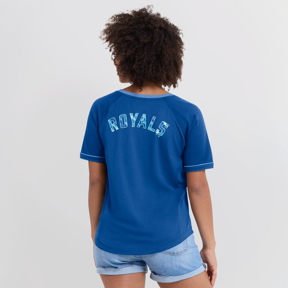 Kansas City Royals Fanatics Women's League Diva Star Raglan V-Neck T-Shirt - Royal - Fanatics Online