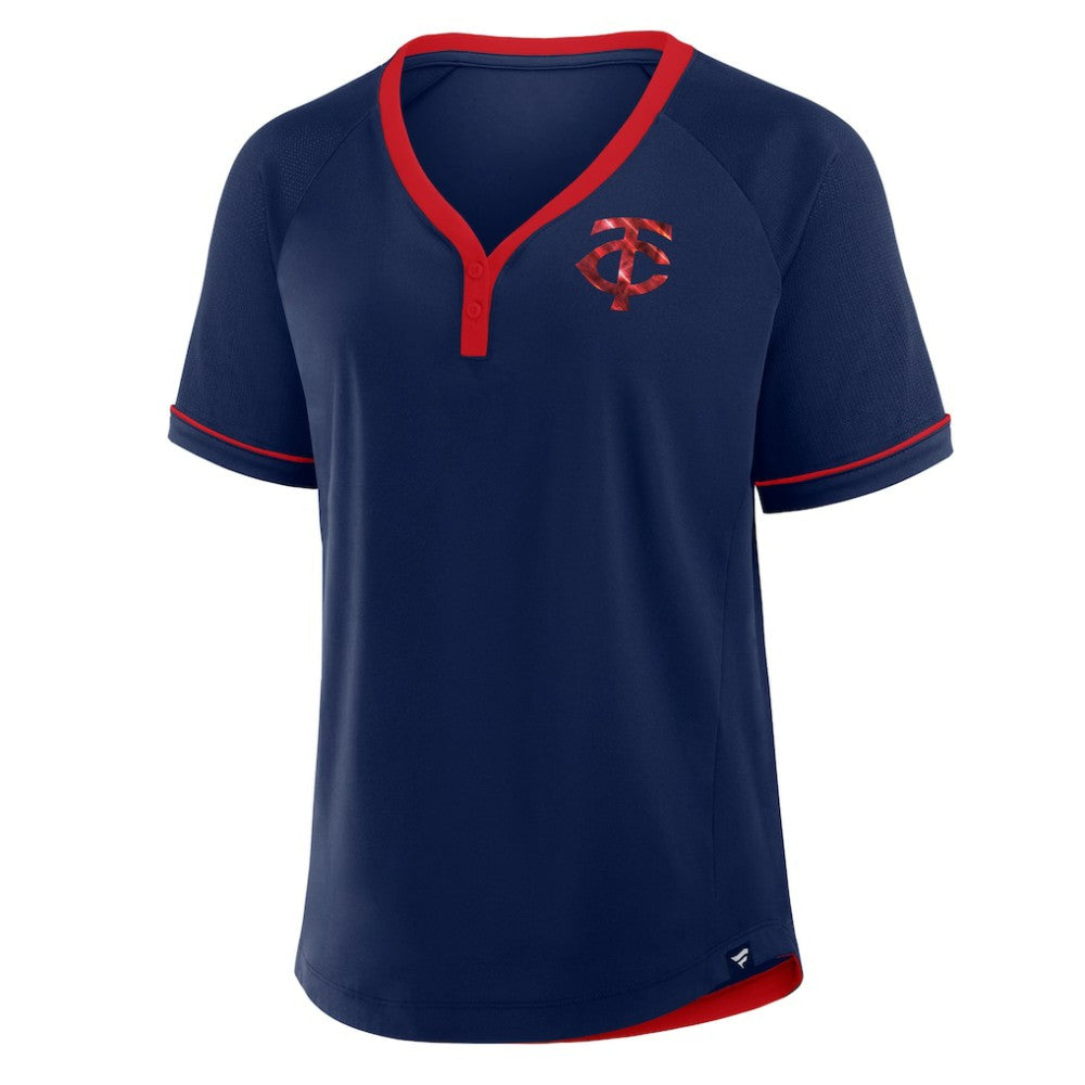 Minnesota Twins Fanatics Women's League Diva Star Raglan V-Neck T-Shirt - Navy - Fanatics Discount