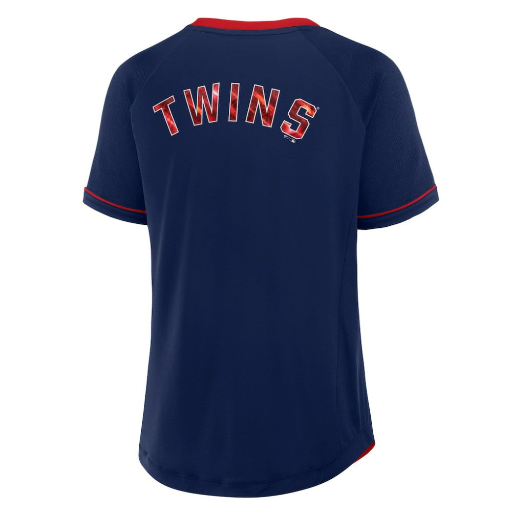 Minnesota Twins Fanatics Women's League Diva Star Raglan V-Neck T-Shirt - Navy - Fanatics Discount