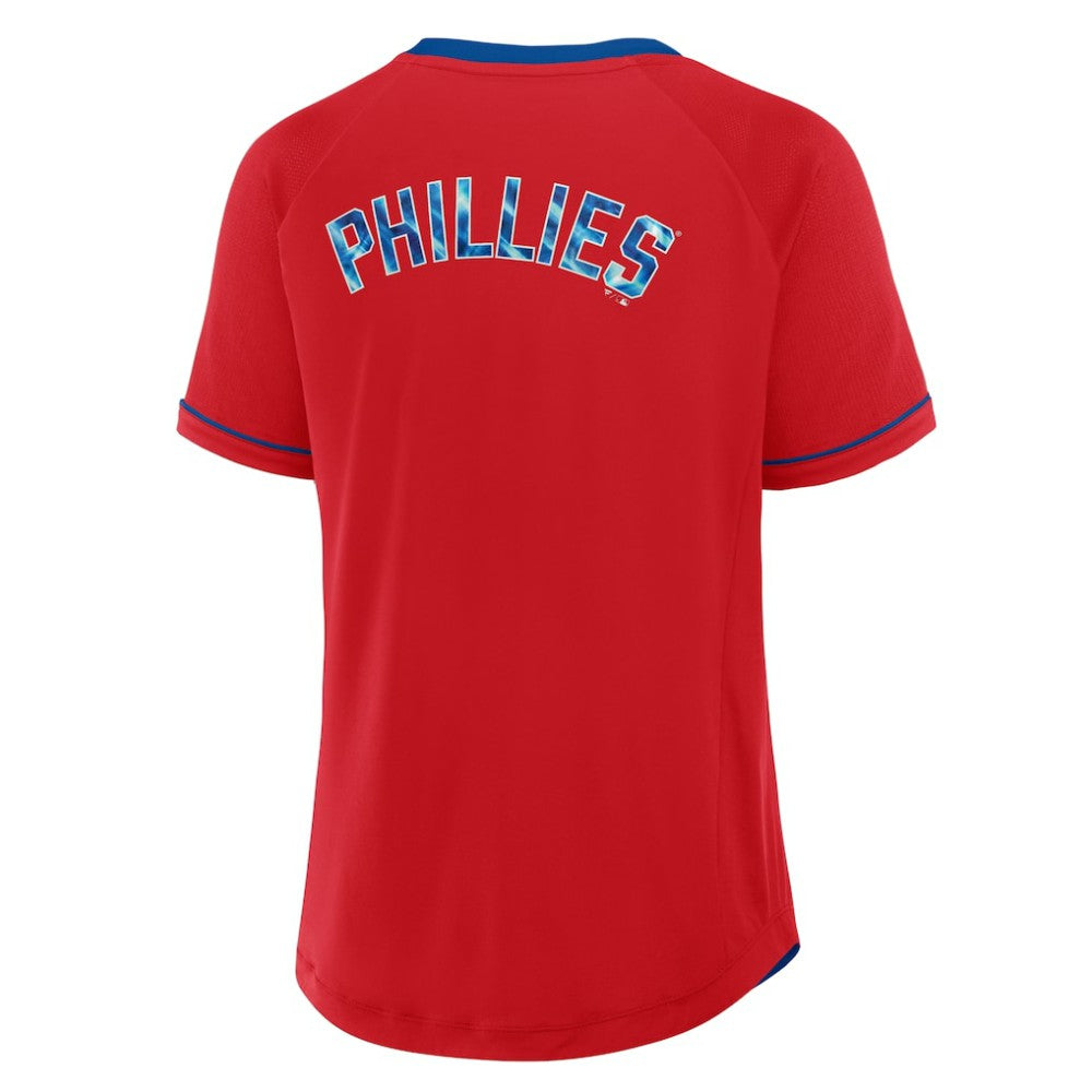 Philadelphia Phillies Fanatics Women's League Diva Star Raglan V-Neck T-Shirt - Red - Fanatics Online