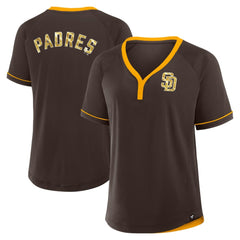 San Diego Padres Fanatics Women's League Diva Star Raglan V-Neck T-Shirt - Brown - Fanatics on Sale