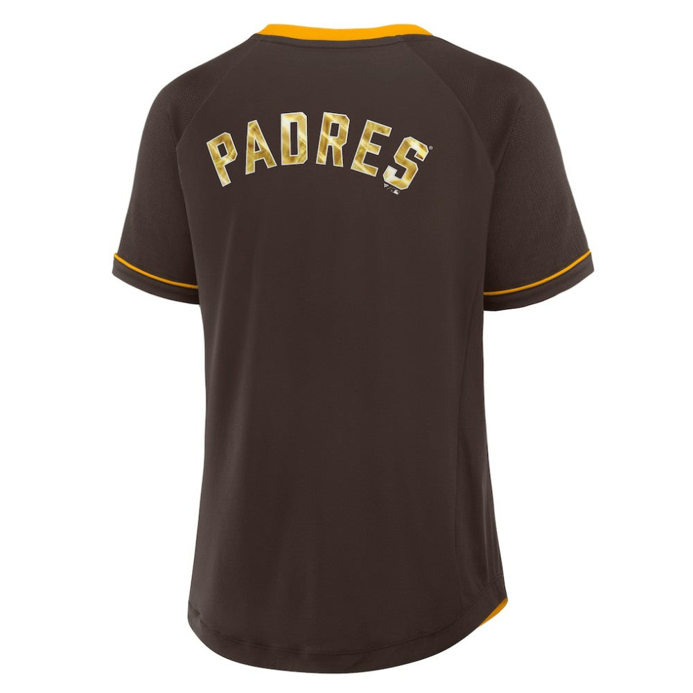 San Diego Padres Fanatics Women's League Diva Star Raglan V-Neck T-Shirt - Brown - Fanatics on Sale