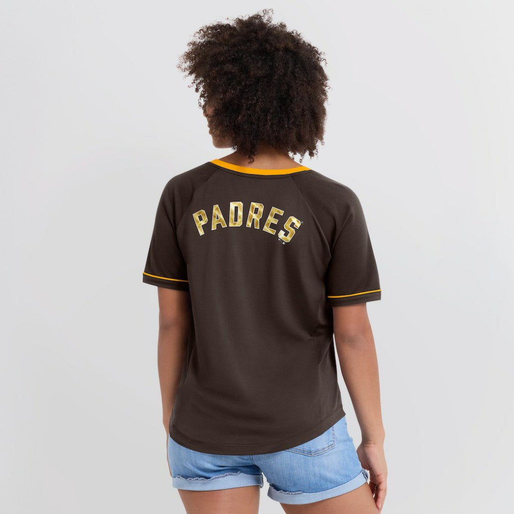 San Diego Padres Fanatics Women's League Diva Star Raglan V-Neck T-Shirt - Brown - Fanatics on Sale