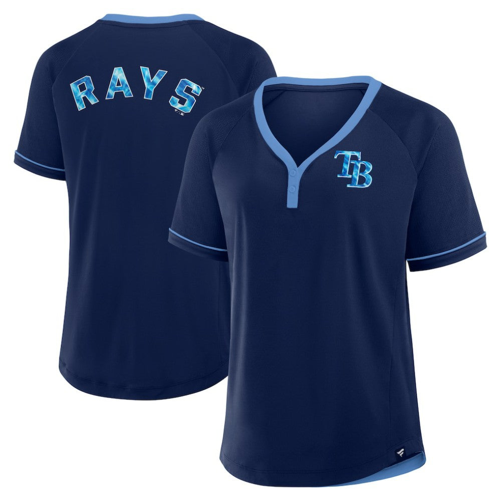 Tampa Bay Rays Fanatics Women's League Diva Star Raglan V-Neck T-Shirt - Navy - Fanatics Online
