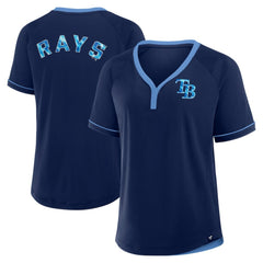 Tampa Bay Rays Fanatics Women's League Diva Star Raglan V-Neck T-Shirt - Navy - Fanatics Online