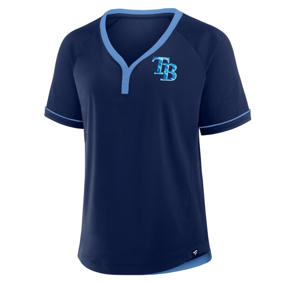 Tampa Bay Rays Fanatics Women's League Diva Star Raglan V-Neck T-Shirt - Navy - Fanatics Online