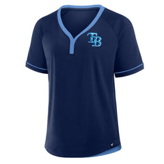 Tampa Bay Rays Fanatics Women's League Diva Star Raglan V-Neck T-Shirt - Navy - Fanatics Online
