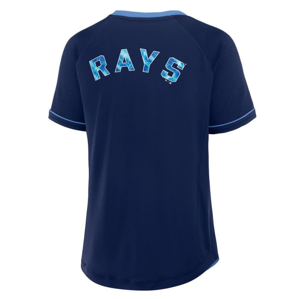 Tampa Bay Rays Fanatics Women's League Diva Star Raglan V-Neck T-Shirt - Navy - Fanatics Online