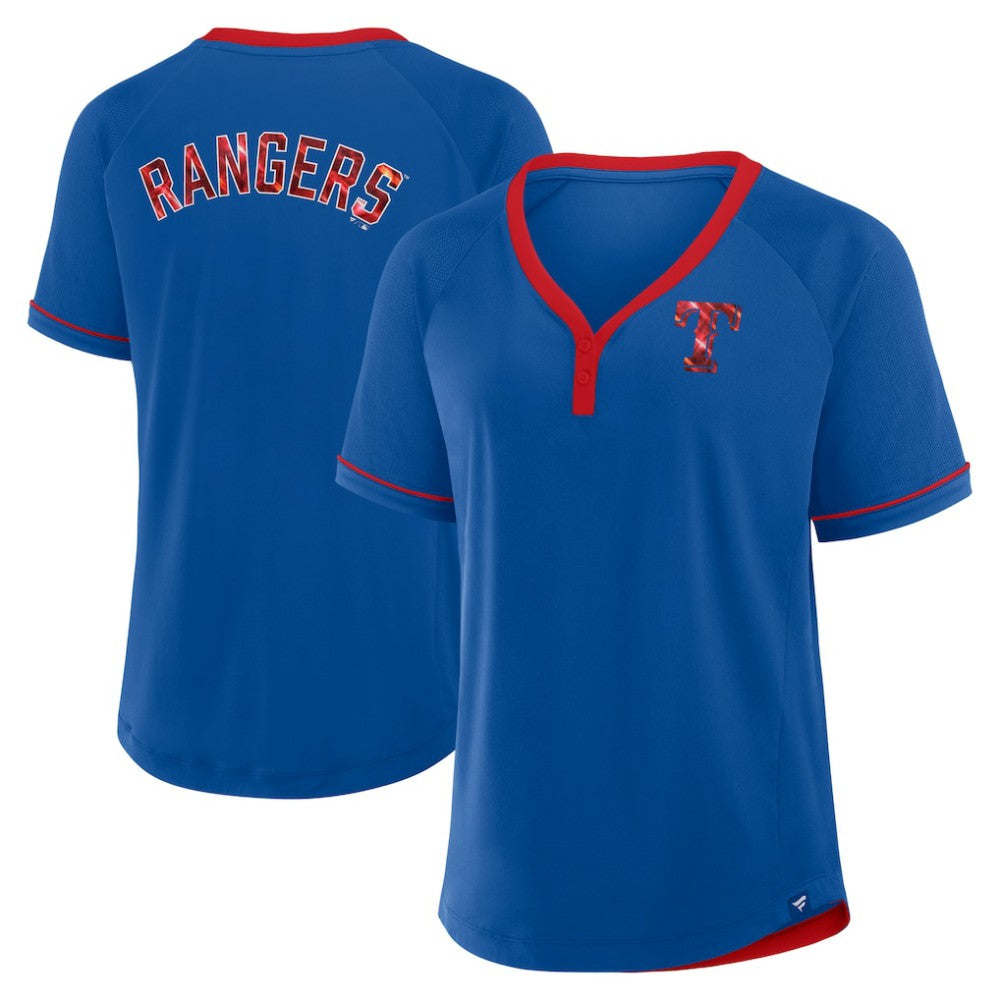 Texas Rangers Fanatics Women's League Diva Star Raglan V-Neck T-Shirt - Royal - Fanatics Sale