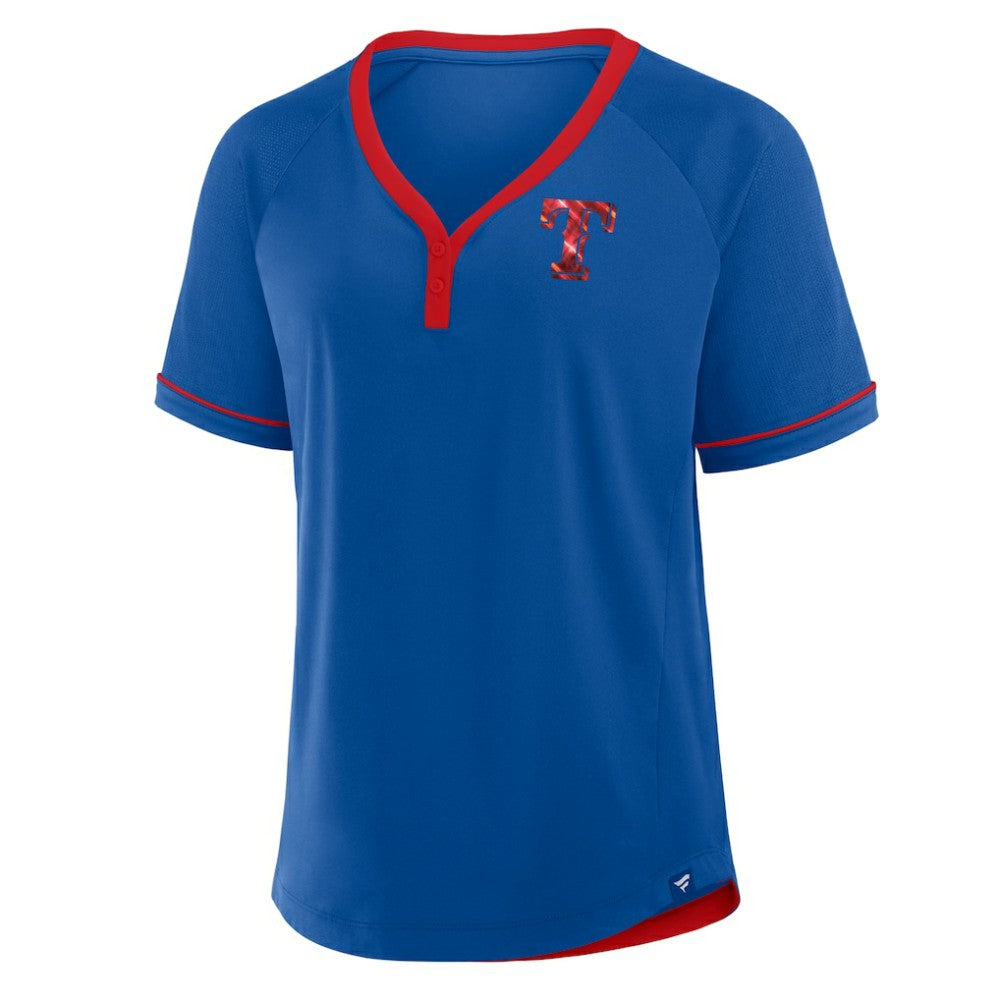 Texas Rangers Fanatics Women's League Diva Star Raglan V-Neck T-Shirt - Royal - Fanatics Sale