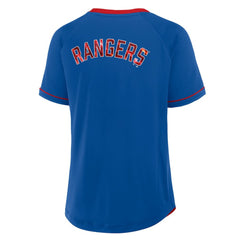 Texas Rangers Fanatics Women's League Diva Star Raglan V-Neck T-Shirt - Royal - Fanatics Sale