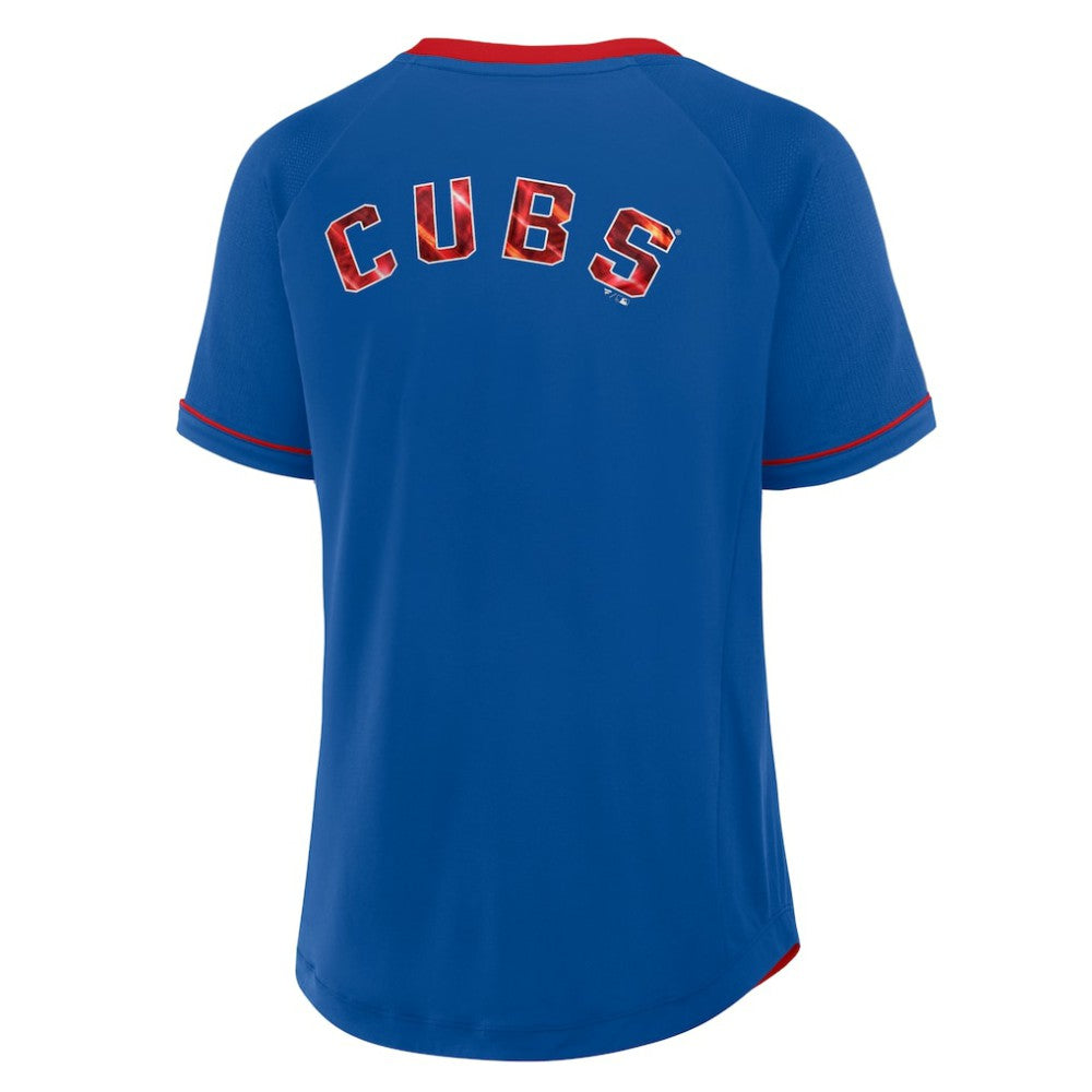 Chicago Cubs Fanatics Women's League Diva Star Raglan V-Neck T-Shirt - Royal - Fanatics Lifestyle