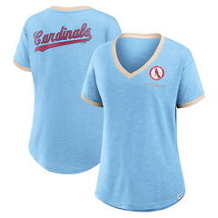 St. Louis Cardinals Fanatics Women's Binge Worthy Stadium Slub V-Neck T-Shirt - Light Blue - Fanatics Discount