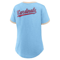 St. Louis Cardinals Fanatics Women's Binge Worthy Stadium Slub V-Neck T-Shirt - Light Blue - Fanatics Discount