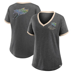 Tampa Bay Rays Fanatics Women's Binge Worthy Stadium Slub V-Neck T-Shirt - Black - Fanatics Discount