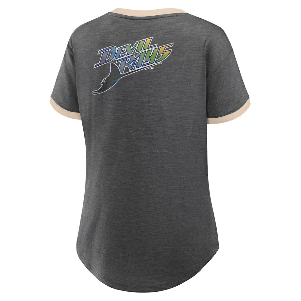 Tampa Bay Rays Fanatics Women's Binge Worthy Stadium Slub V-Neck T-Shirt - Black - Fanatics Discount