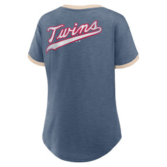 Minnesota Twins Fanatics Women's Binge Worthy Stadium Slub V-Neck T-Shirt - Navy - Fanatics Discount