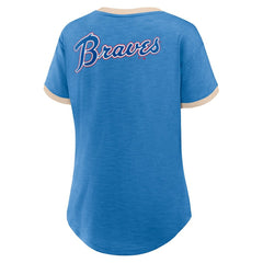 Atlanta Braves Fanatics Women's Binge Worthy Stadium Slub V-Neck T-Shirt - Royal - Fanatics Sale