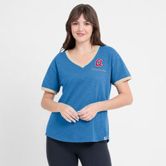 Atlanta Braves Fanatics Women's Binge Worthy Stadium Slub V-Neck T-Shirt - Royal - Fanatics Sale