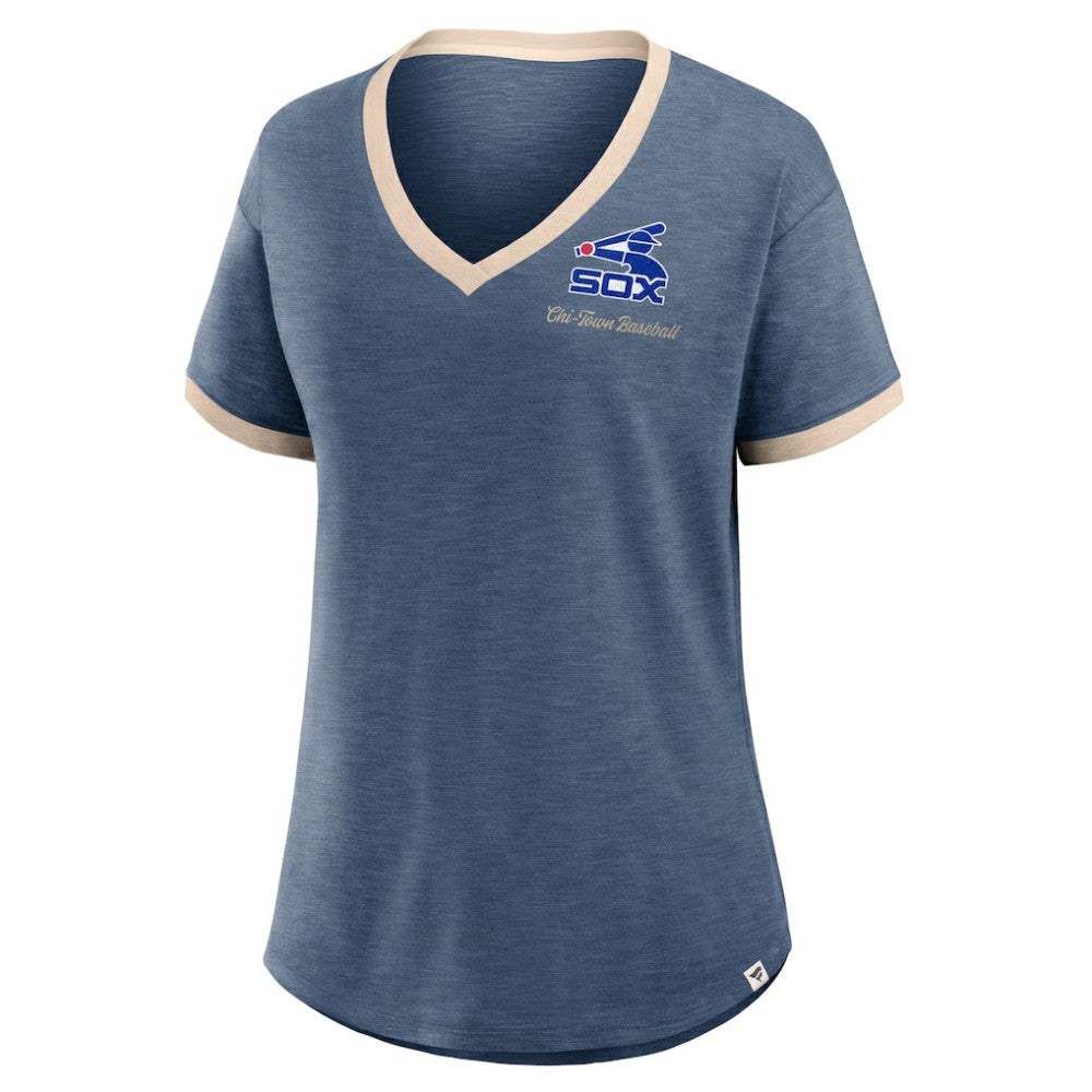 Chicago White Sox Fanatics Women's Binge Worthy Stadium Slub V-Neck T-Shirt - Navy - Fanatics on Sale