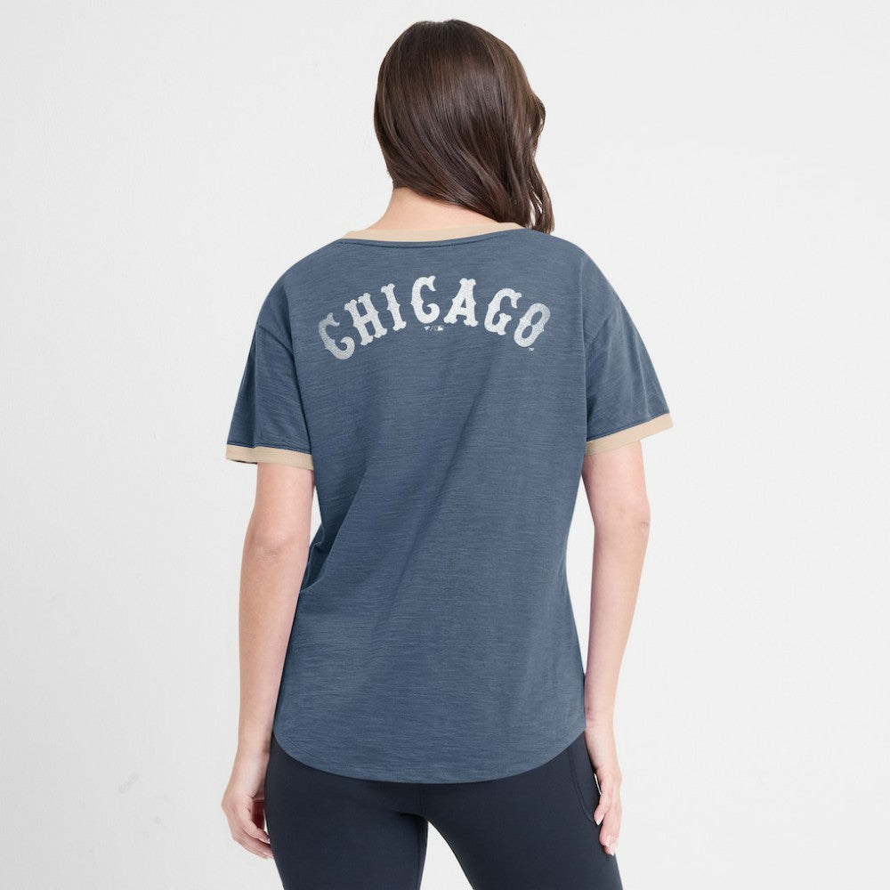Chicago White Sox Fanatics Women's Binge Worthy Stadium Slub V-Neck T-Shirt - Navy - Fanatics on Sale