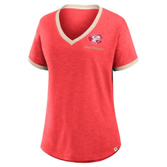Cincinnati Reds Fanatics Women's Binge Worthy Stadium Slub V-Neck T-Shirt - Red - Fanatics Sale