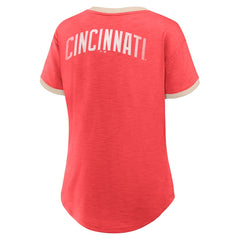 Cincinnati Reds Fanatics Women's Binge Worthy Stadium Slub V-Neck T-Shirt - Red - Fanatics Sale