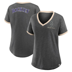 Colorado Rockies Fanatics Women's Binge Worthy Stadium Slub V-Neck T-Shirt - Black - Fanatics Online