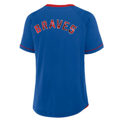 Atlanta Braves Fanatics Women's Cooperstown Collection League Diva Raglan V-Neck T-Shirt - Royal - Fanatics on Sale