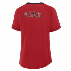 Cincinnati Reds Fanatics Women's Cooperstown Collection League Diva Raglan V-Neck T-Shirt - Red - Fanatics on Sale